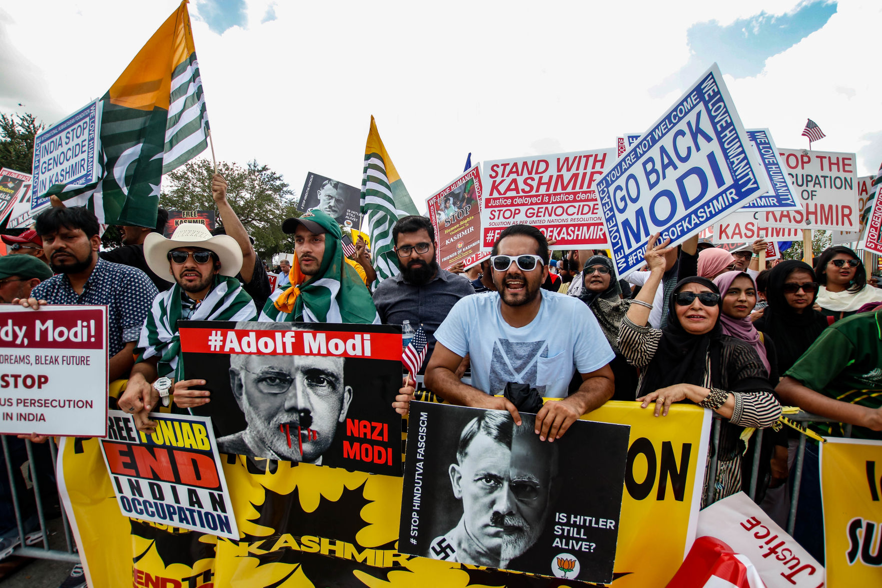 Protesters rally outside President Donald Trump, Indian Prime Minister Narendra Modi summit in Houston